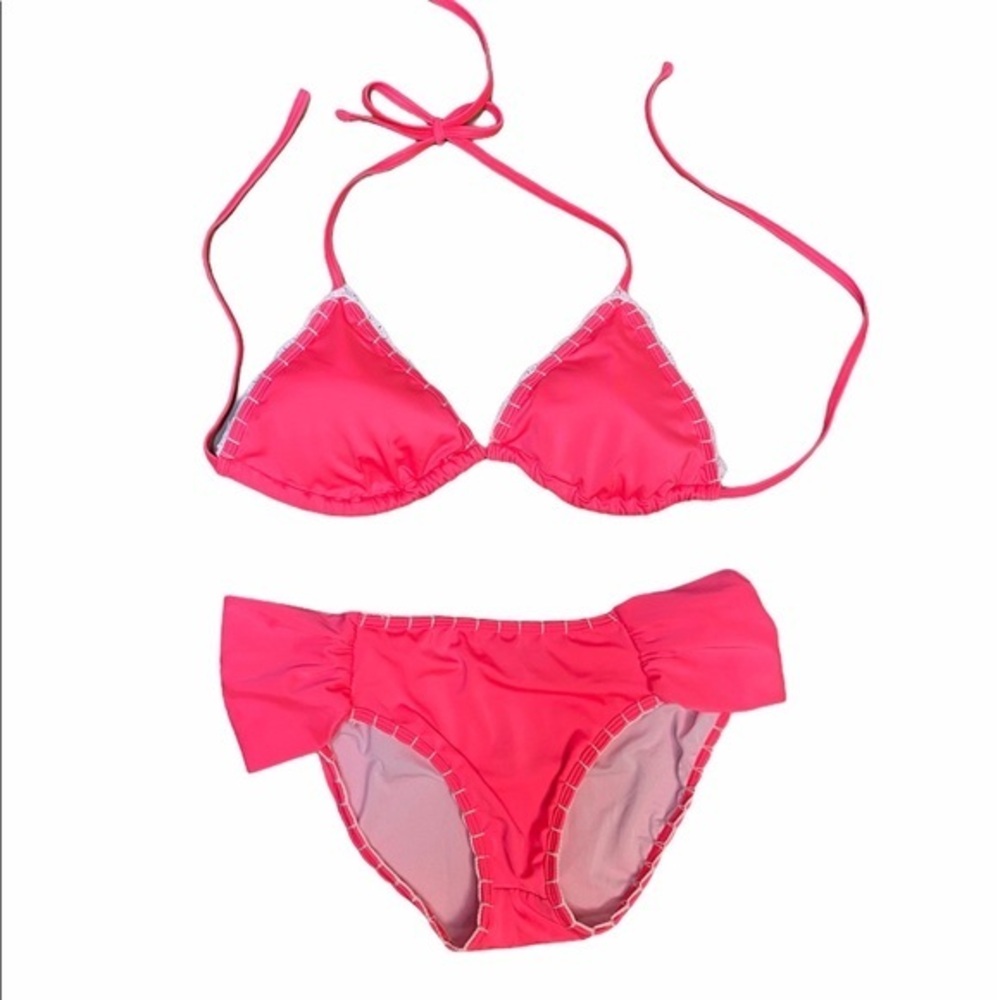 Mahamaha made in Mexico pink bikini with crochet